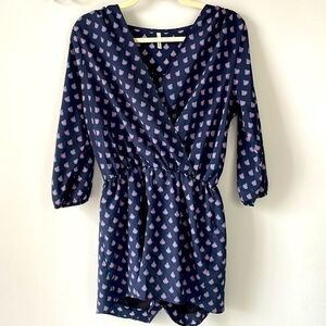 Sage navy, teal, and pink romper size M